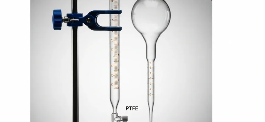 Burette and pipette side-by-side comparison for precision liquid measurement in a lab setting