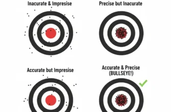 Diagram comparing accurate vs precise pipette measurements using a target analogy