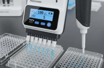 Electronic multichannel pipette with adjustable tip spacing for laboratory use