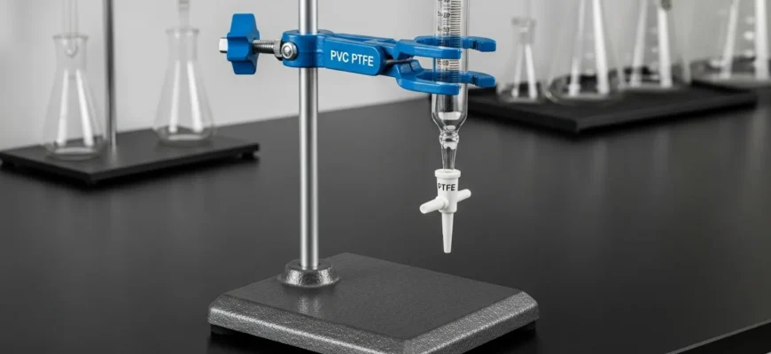 Professional laboratory burette stand with cast iron base and adjustable clamp