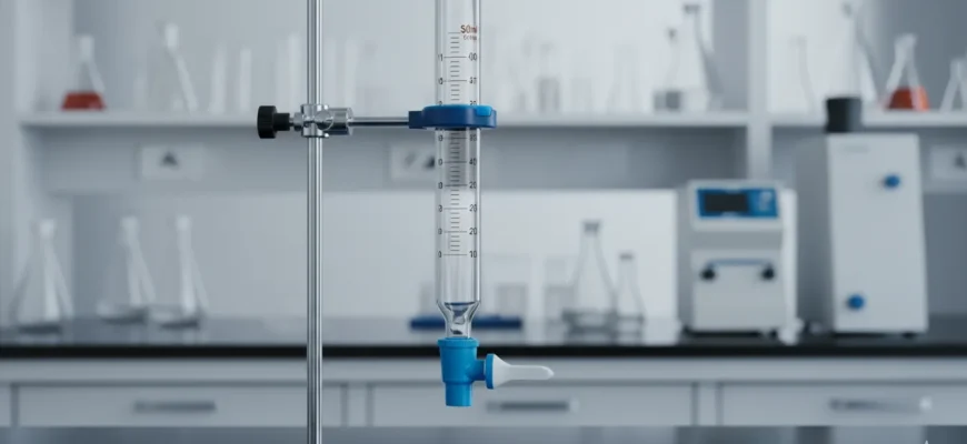 Class A glass burette with PTFE stopcock for precise laboratory titration