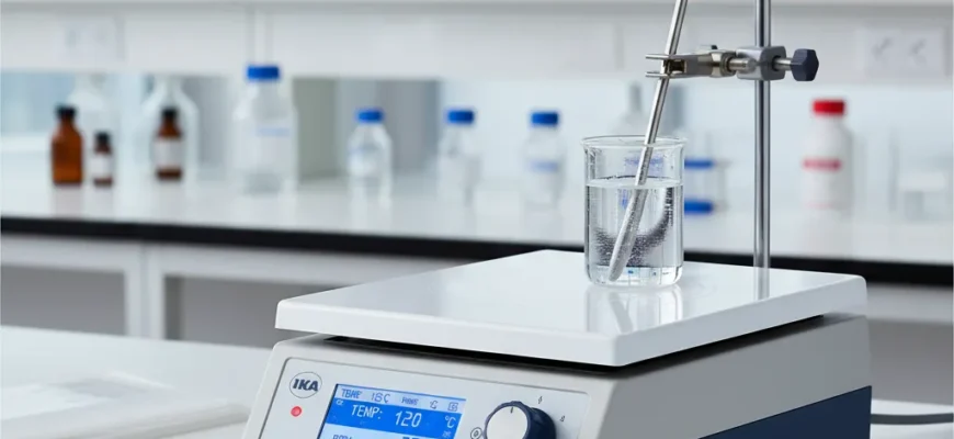 Digital magnetic stirrer hot plate with ceramic surface in lab