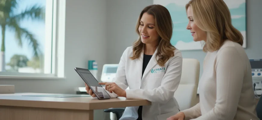 Fertility specialist in West Palm Beach clinic consulting with a patient