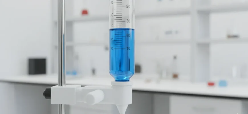 High-precision 25 mL glass burette with PTFE stopcock for titration