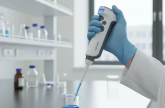 Modern electronic pipette controller in use in a laboratory setting
