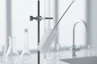 Nylon bristle brush cleaning a glass burette for titration