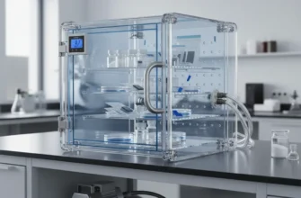 Polycarbonate vacuum desiccator cabinet with pressure gauge and shelves