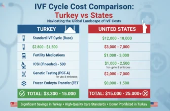 Visual comparison chart of IVF treatment costs in Turkey versus the United States