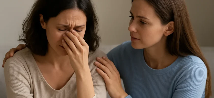 Woman receiving compassionate support after pregnancy loss