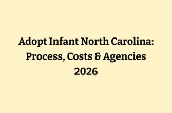 Detailed cost breakdown table for infant adoption in North Carolina showing agency fees ($20,000-$41,000), home study ($1,500-$3,000), attorney fees ($3,500-$6,000+), court costs, travel, and total range of $25,000-$52,000 for domestic infant adoption