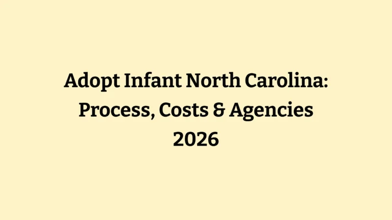 Detailed cost breakdown table for infant adoption in North Carolina showing agency fees ($20,000-$41,000), home study ($1,500-$3,000), attorney fees ($3,500-$6,000+), court costs, travel, and total range of $25,000-$52,000 for domestic infant adoption