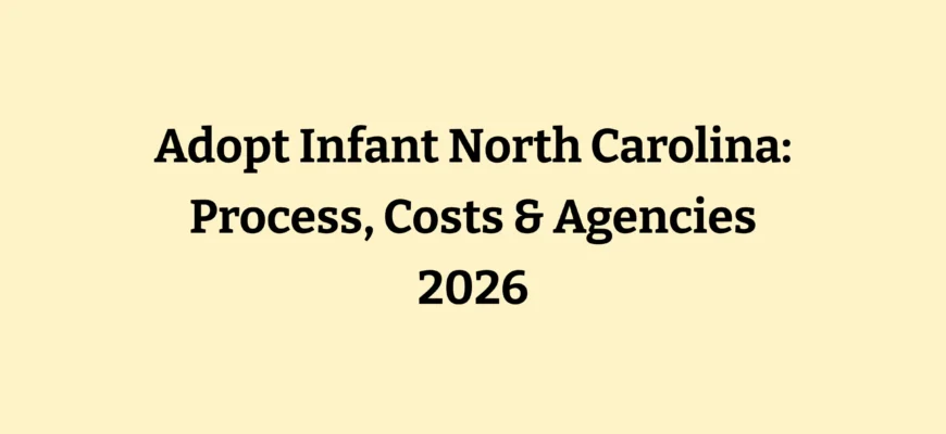 Detailed cost breakdown table for infant adoption in North Carolina showing agency fees ($20,000-$41,000), home study ($1,500-$3,000), attorney fees ($3,500-$6,000+), court costs, travel, and total range of $25,000-$52,000 for domestic infant adoption