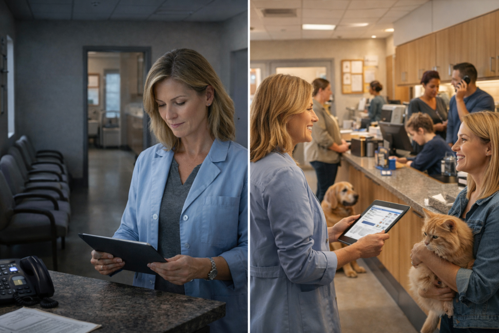 Veterinary clinic marketing strategy showing website, local SEO, reviews, appointments, and client growth system